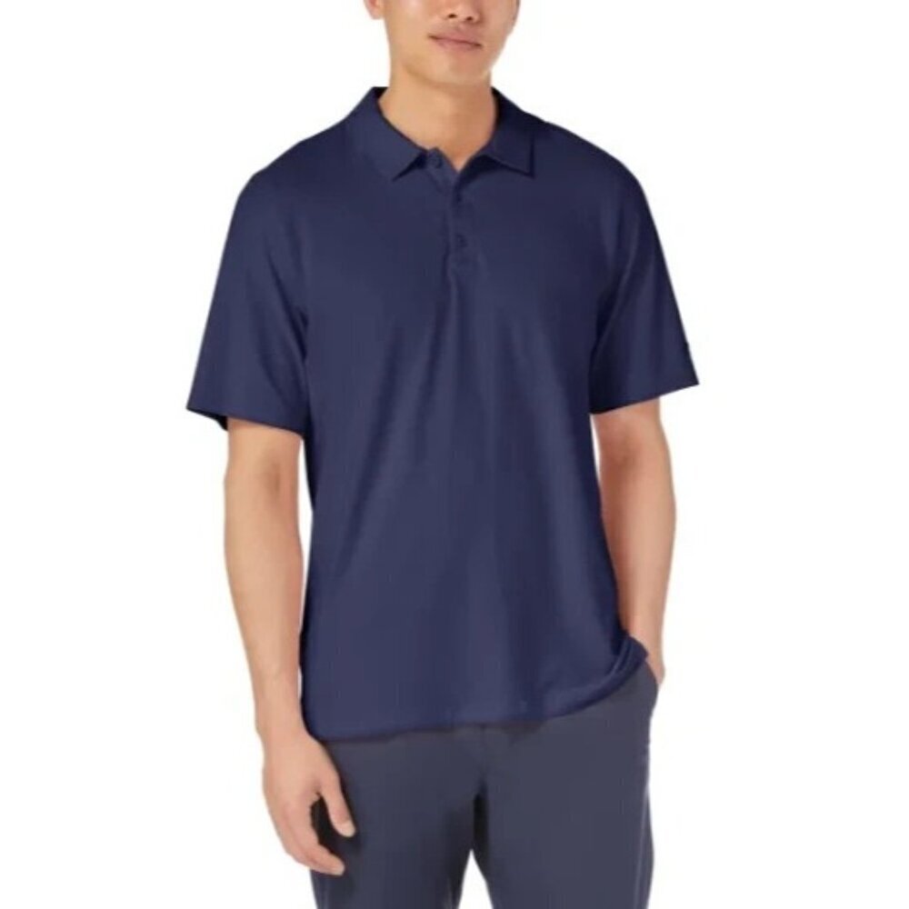 NWOT Kirkland Signature Men's XL Navy Active Polo Shirt Nylon Blend